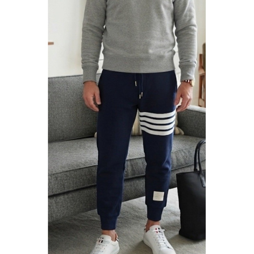 Thom Browne 4 Bar Sweatpants Navy Blue Joggers Mens Sz 4 Luxury Fashion Japan
